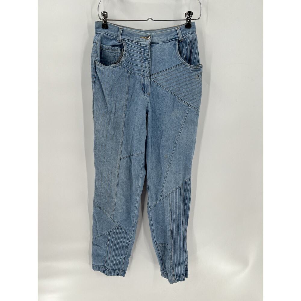Vintage Together! Jeans Womens 10 Blue Denim Straight Leg Ribbed Striped Casual